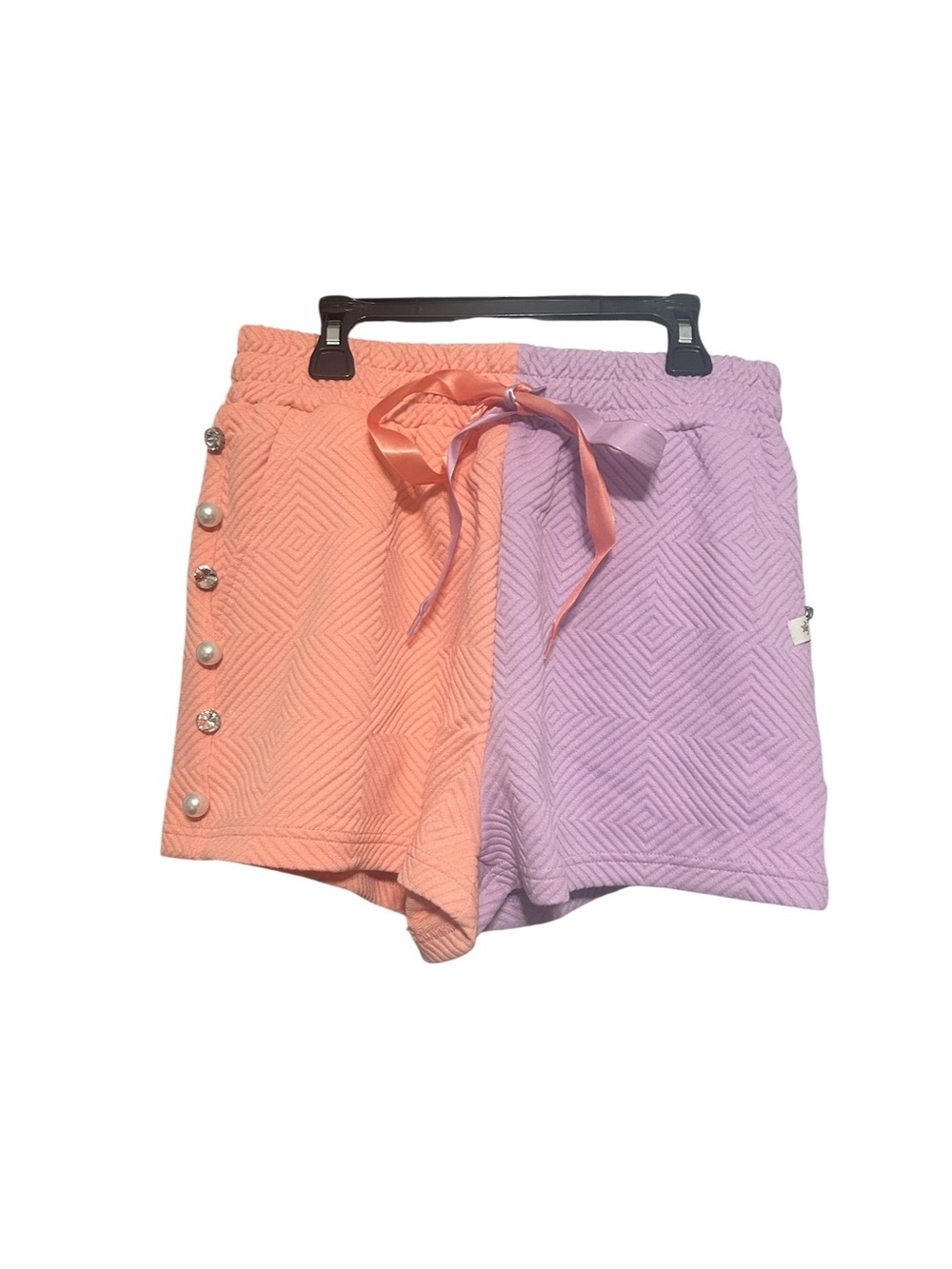 Simply Southern Two-Tone Peach & Lavender High-Waist Pull-On Shorts